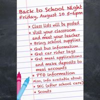 August 10th, Back to School Night
