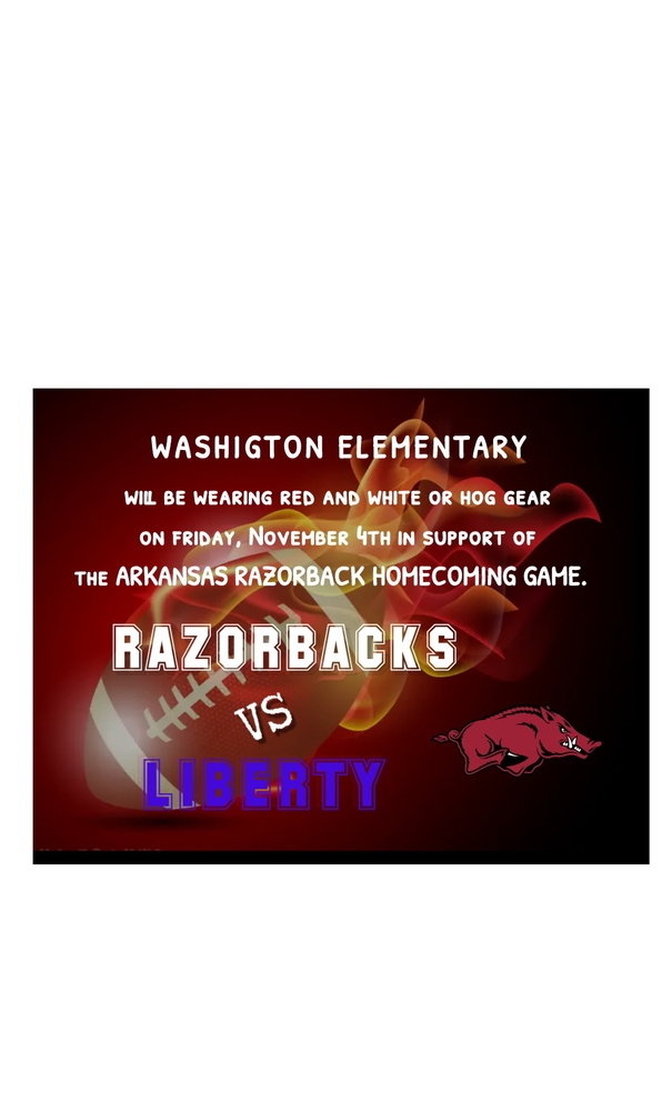 wear red and white to support razorback homecoming game flyer