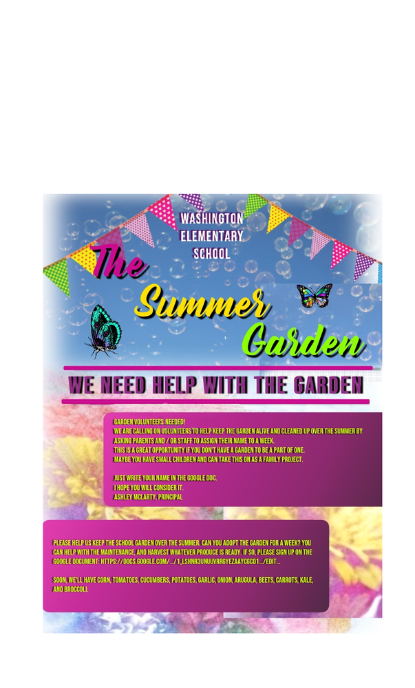 VOLUNTEERS NEEDED for the Garden this Summer