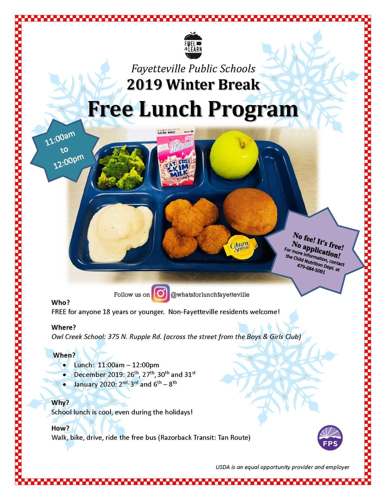 FPS 2019 Winter Break Free Lunch Program