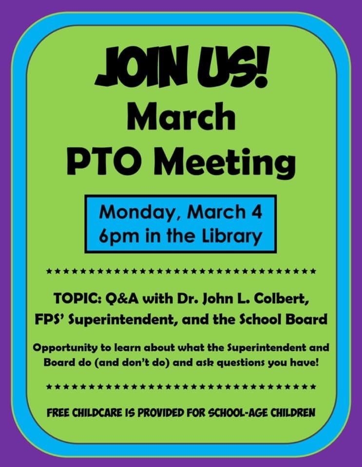 PTO March Meeting Changed to March 4