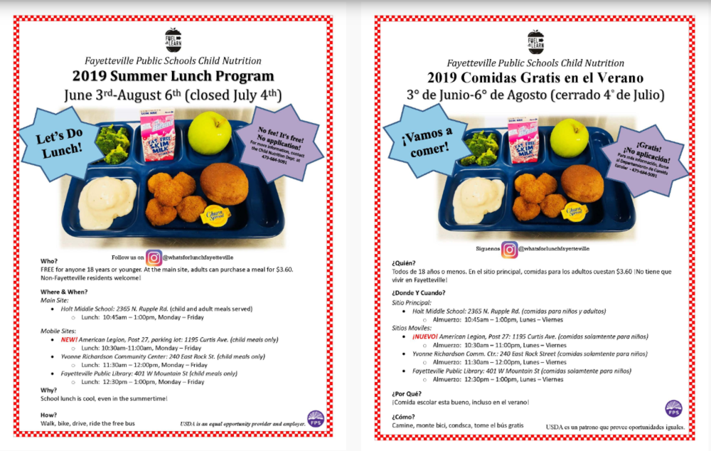 2019 Summer Lunch Program Butterfield Trail Elementary School