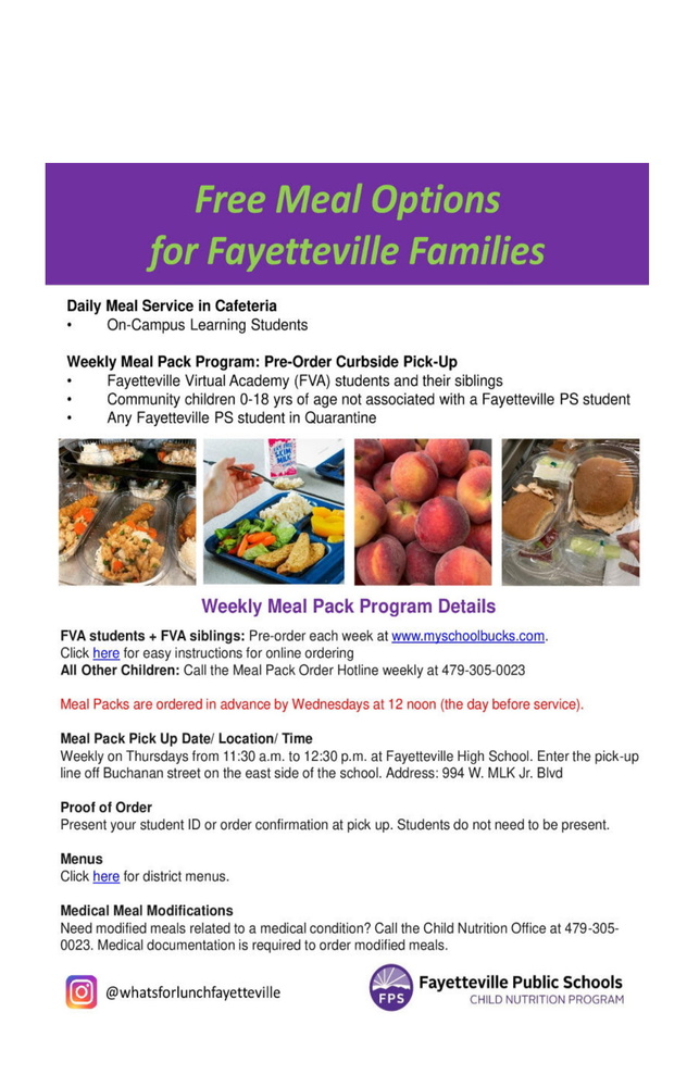 Free Meal Options for FPS families flyer