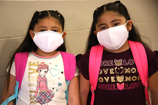 Students wearing face masks