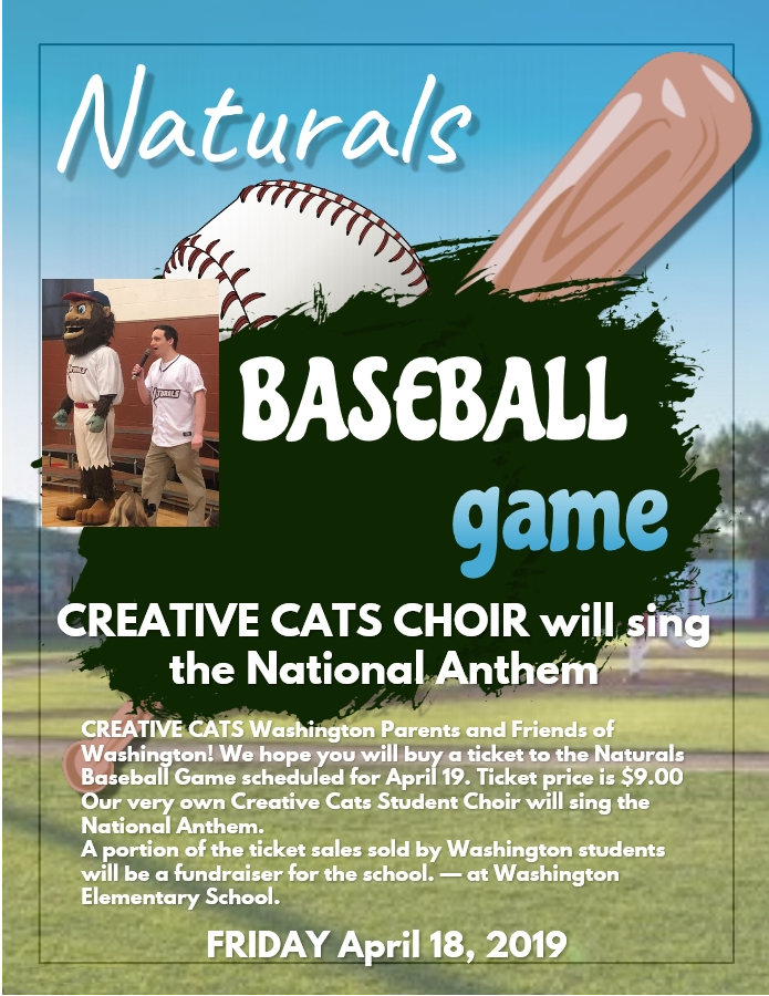 CREATIVE CATS CHOIR will sing the National Anthem at the Naturals Game on April 19 Choir