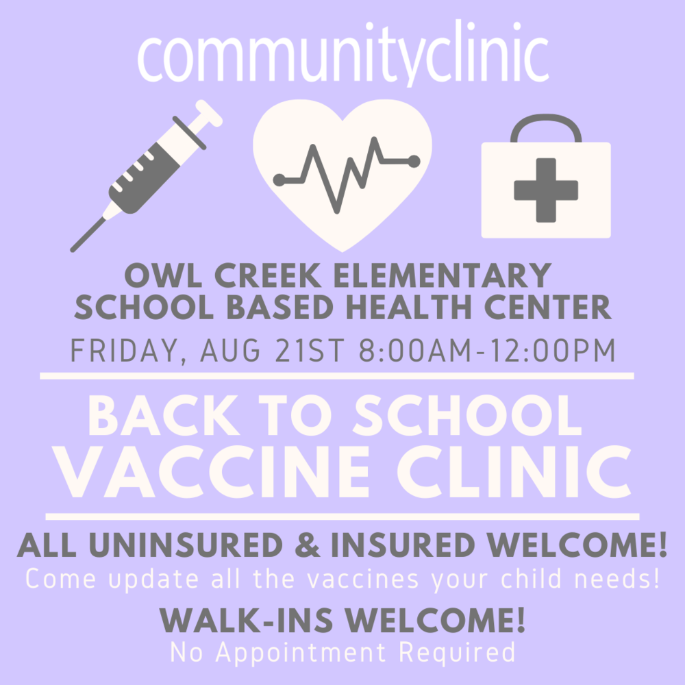 Vaccine Clinic - Friday, August 21st - 8 to Noon