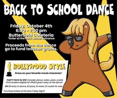 Back to School Dance this Friday, October 4th 6:00-7:30