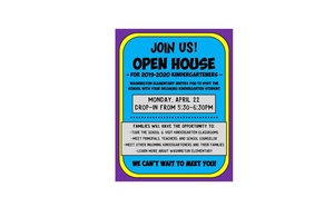 Drop-in Open House Monday, April 22 from 5:30-6:30 for incoming Kindergartners and their families