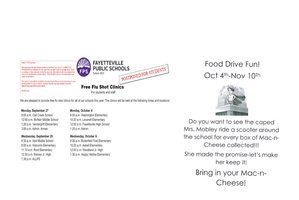 STUDENT FLU SHOTS POSTPONED/Help WITH OUR FOOD DRIVE 