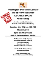 END OF YEAR CELEBRATION !  ICE CREAM SOCIAL AND SOC HOP on Tuesday, May 24 from 5:30 - 7:30 pm