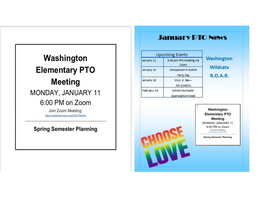PTO Newsletter - PTO Meeting Monday, Jan. 11 at 6 pm