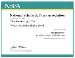 Woodland 2020 The Round-Up Yearbook Receives All-American Rating AGAIN!
