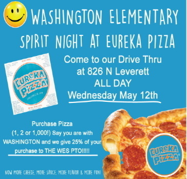 eureka pizza spirit night flyer