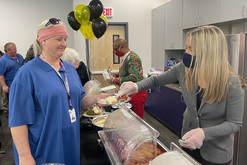 Members of the Fayetteville Board of Education and Superintendent Dr. John L Colbert served breakfast for members of the Transportation Department to show their appreciation for their outstanding work this semester in spite of a bus driver shortage. 