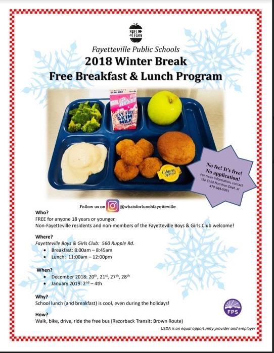 Winter Break Free Meals Poster