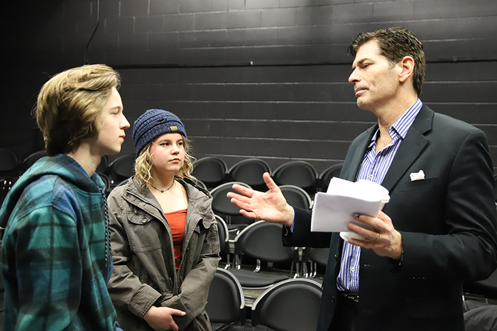 Actors from "A Bronx Tale," which is playing at the Walton Arts Center, came to Mike Lynn Thomas' Drama class today to visit with students, watch some student performances, and offer advice. #onefps