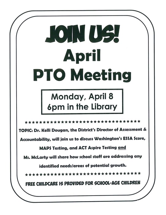 PTO April meeting flyer