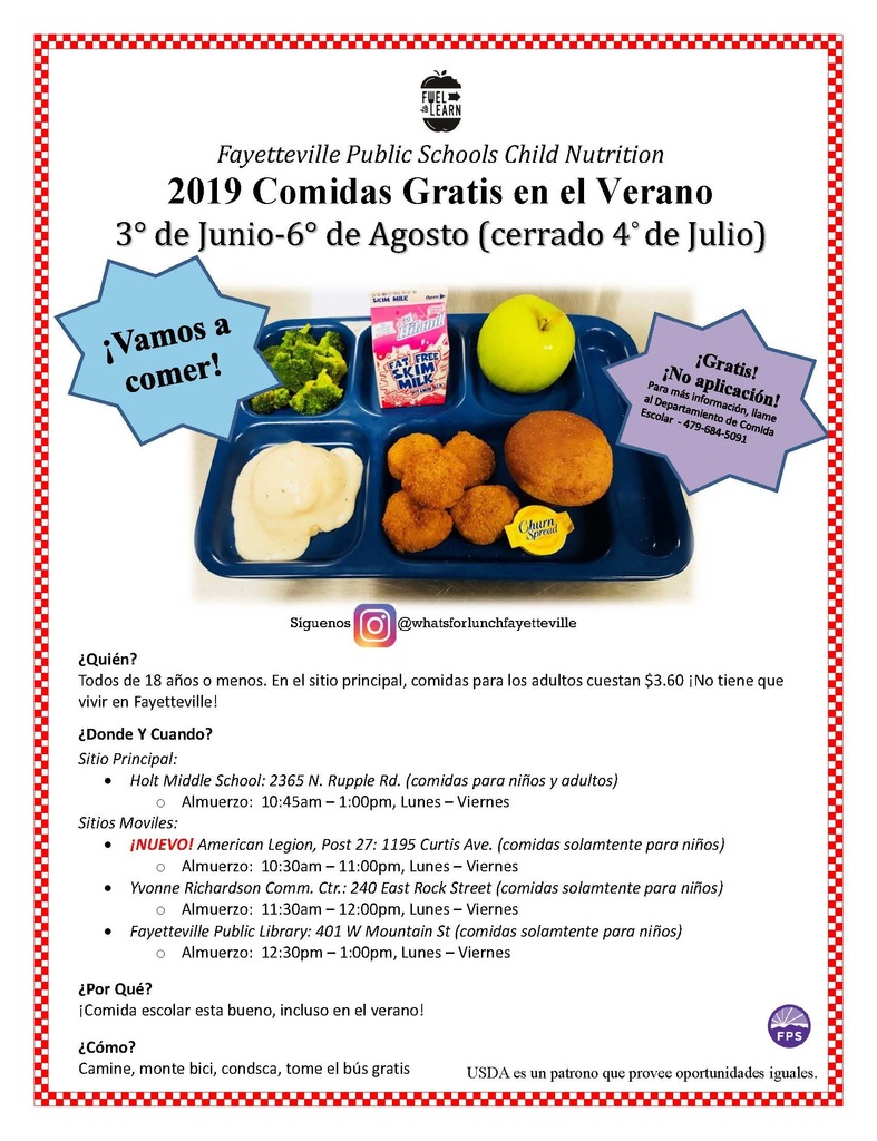 free summer lunch program Spanish flyer