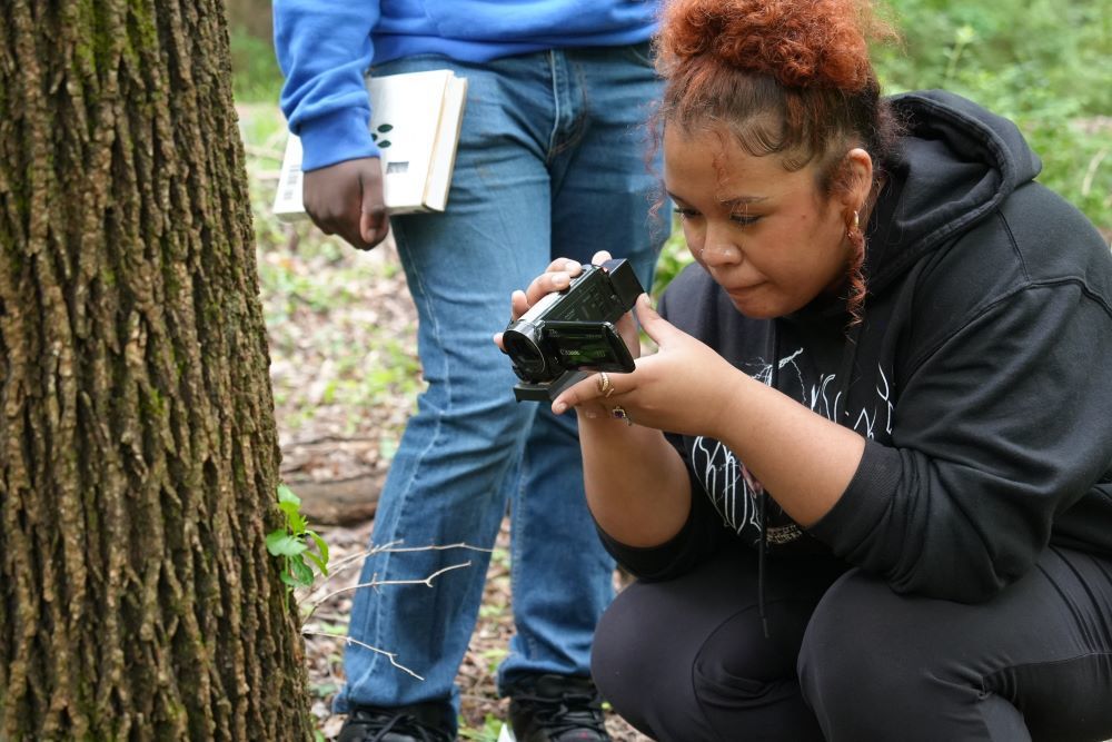 FHS Film Class at the Kessler Mountain Reserve capturing footage for mini-documentaries about Arkansas trees.