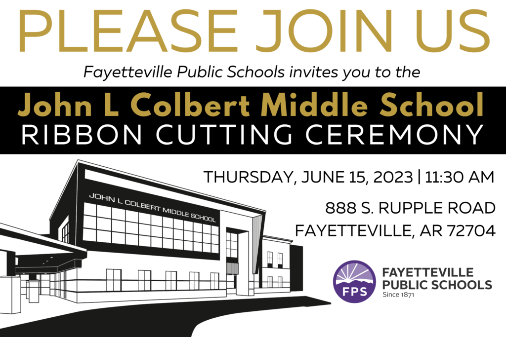 Please join us two weeks from today for the ribbon cutting ceremony for John L Colbert Middle School!
