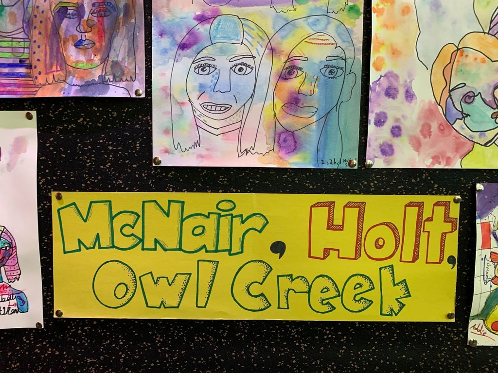 Check out the artwork created by Holt, McNair, and Owl Creek Middle School students currently on display at the Fayetteville Public Library!
